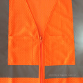 Laranja fluorescente de alta qualidade ANSI 107 malha colete reflexivo zipper fechamento com bolsos
